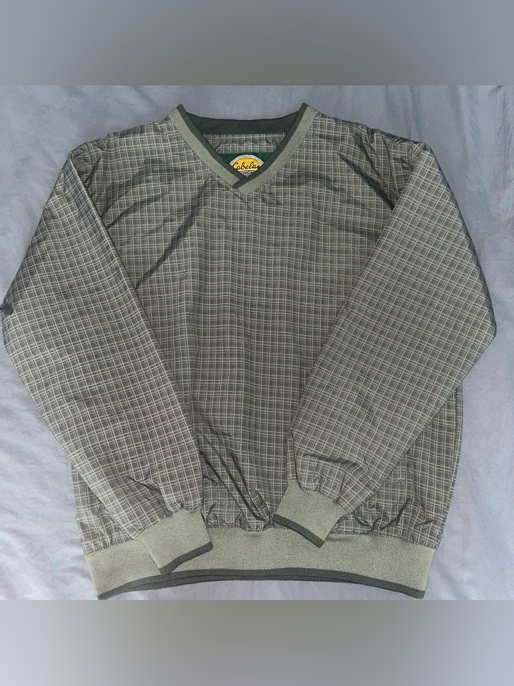 Cabela's Women’s Small Olive Green Plaid V-Neck Windbreaker